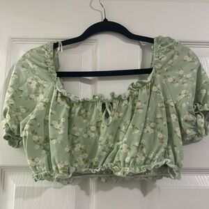 Floral green top